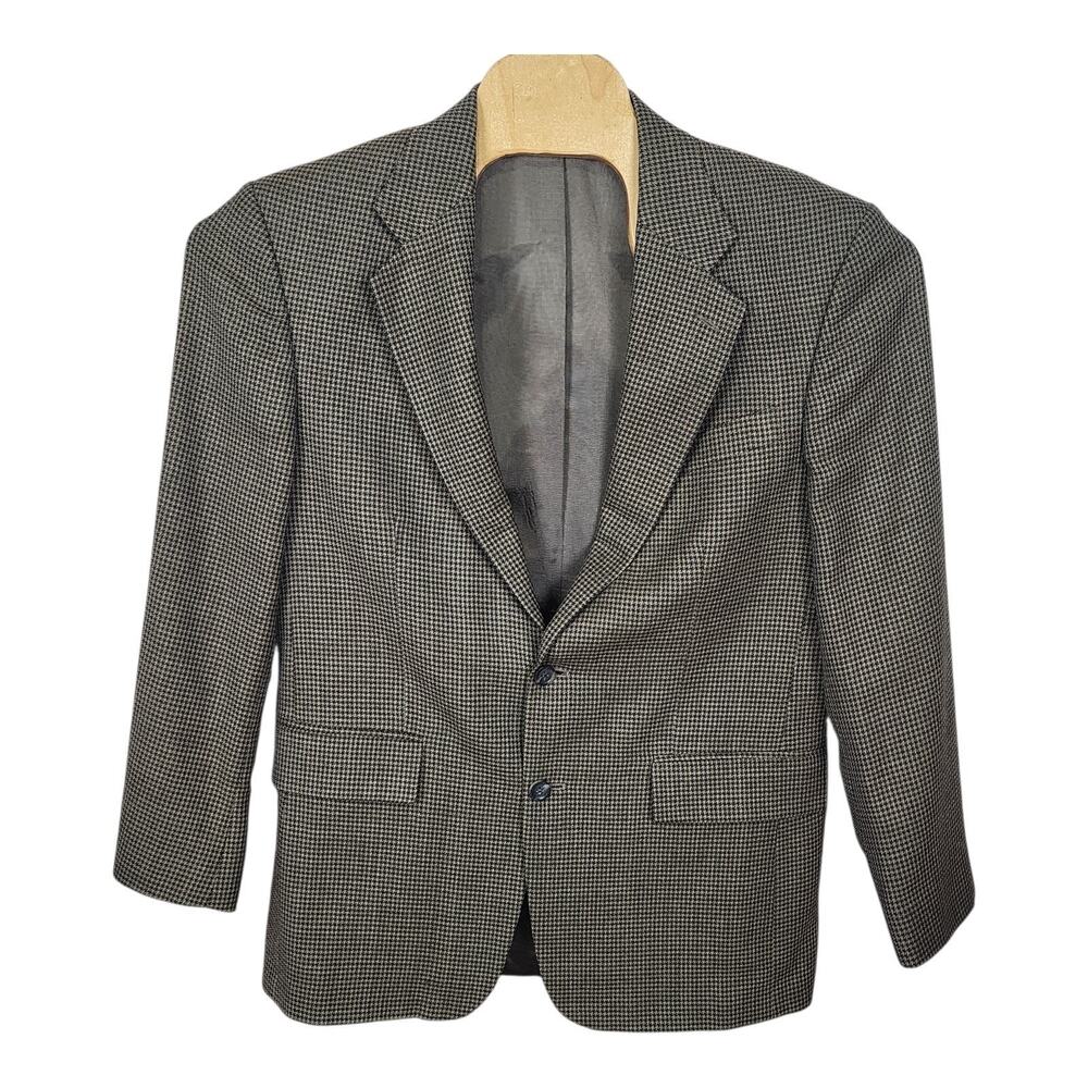 OSCAR DE LA RENTA Men's 40R Wool Houndstooth Sports Coat Suit Jacket Blazer #b04
